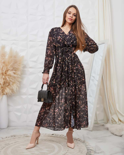 Royalfashion Must mustriline naiste maxikleit