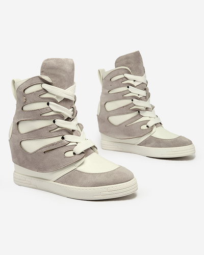 Royalfashion Grey women's sporty boots on a Pamstinsa heel