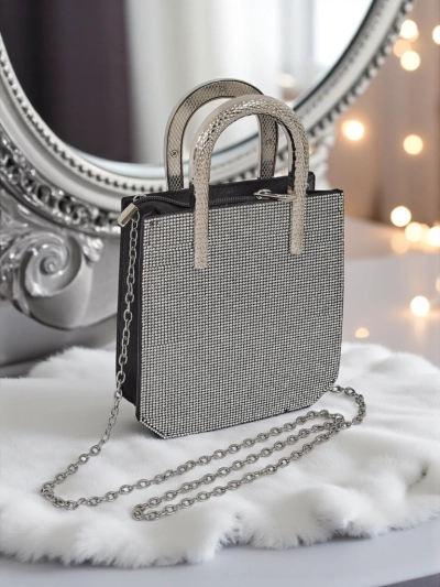 Royalfashion Women's Envelope Clutch with Cubic Zirconia and Snake Glam Handles
