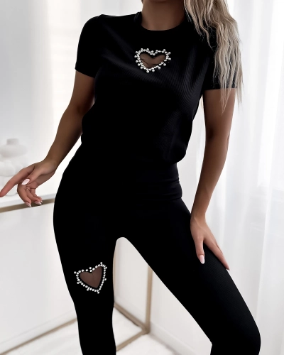 Royalfashion Must naiste spordikomplekt südamega