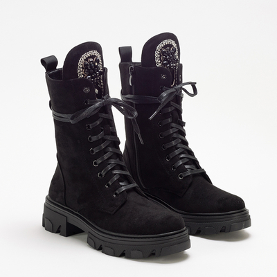Swart women's ankle boots workery eco-suëde Moxo - Skorn