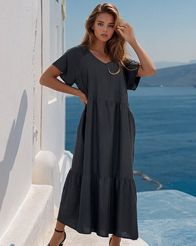 Royalfashion Naiste lihtne midi-kleit