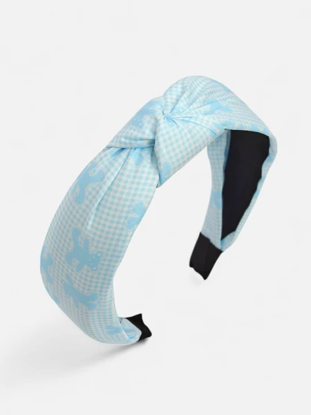 Royalfashion Braided Checkered Headband with Bears