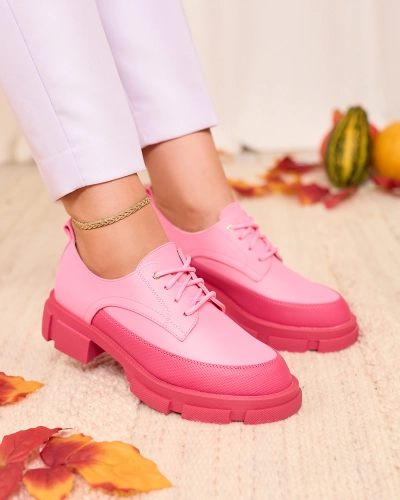 Royalfashion Pink Naiste mati poolsaapad kindla tallaga Trendikas Chunky