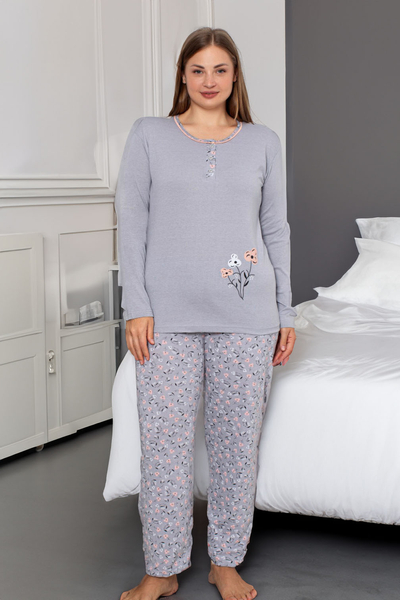 Royalfashion Puuvillane naiste 2-osaline lilleline pidžaama PLUS SIZE