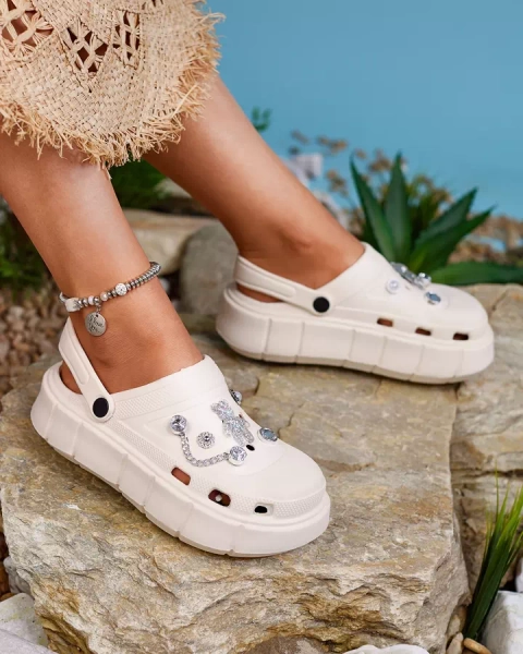 Royalfashion Cream women's rubber flip-flops Kooranza