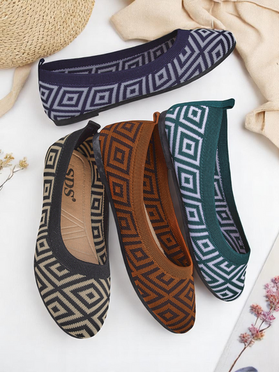 Royalfashion Fabric women’s ballet flats with a geometric print Metric