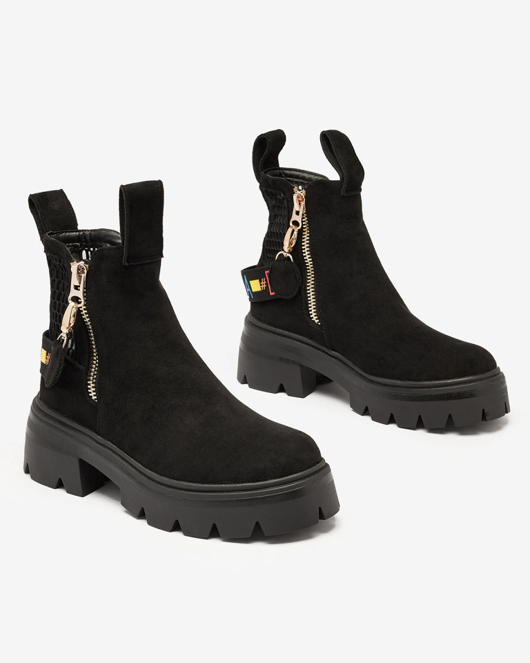 Royalfashion Eco suede women's boots in black Refaset