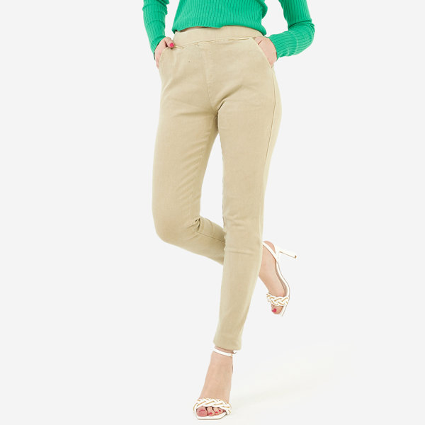 Women's beige leggings - Clothing