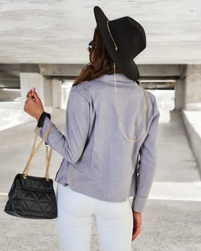 Royalfashion Naiste öko-suedist ramoneskini jakk taskutega