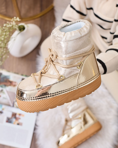Royalfashion Women's gold lace-up snow boots Yevnoie