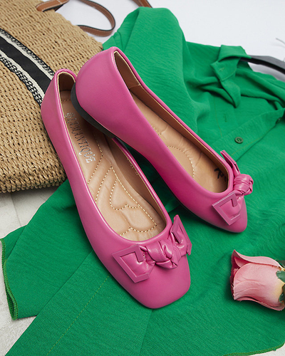 Женские розовые балеринки с украшением на носу Caxien- Footwear