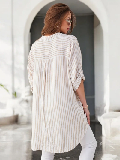 Royalfashion Women's long striped viscose shirt