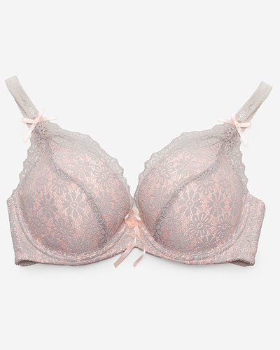 Pink and gray women's lace bra - Underwear