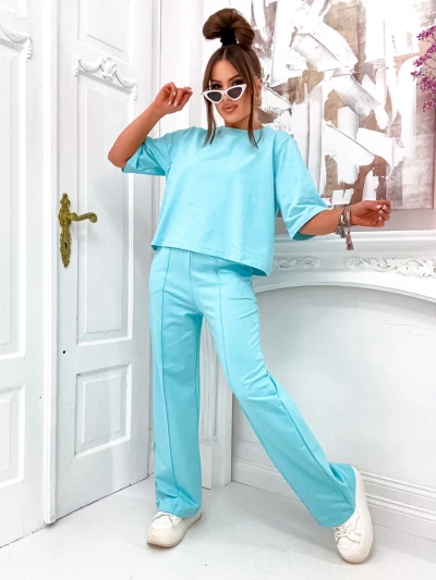 Royalfashion Women's cotton set with flared trousers