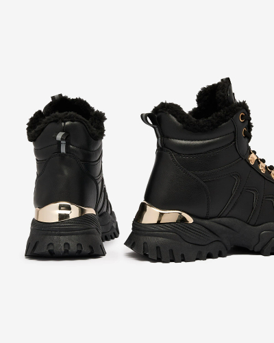 Royalfashion Women's Sneakers with fur in black Megigna