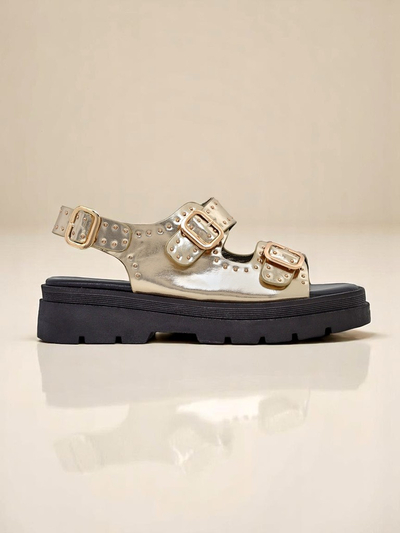 Royalfashion Naiste sandaalid paksu tallaga kivikestega Rocky Chic