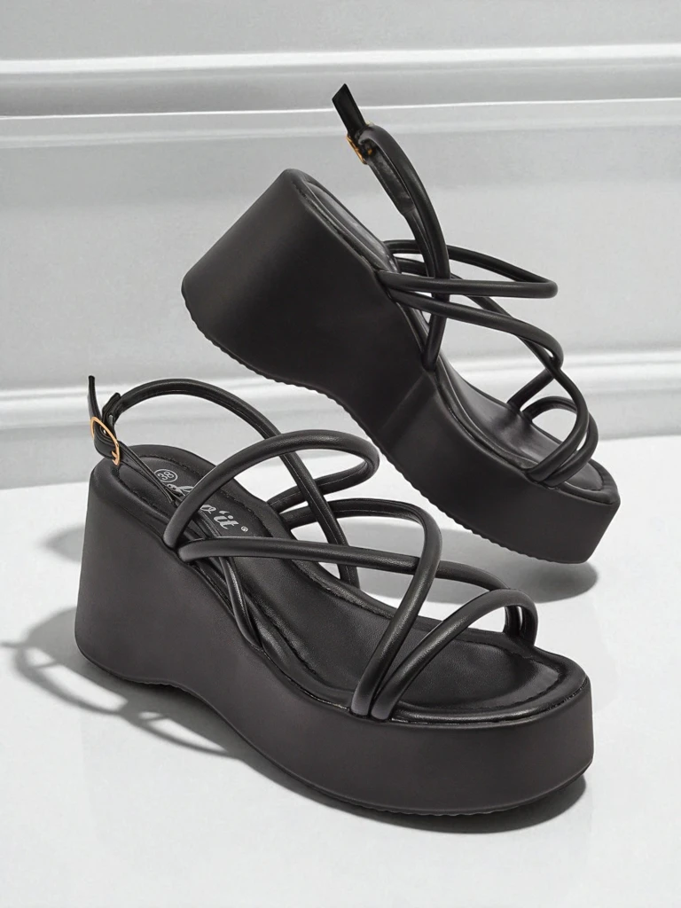 Royalfashion Women's Wedge Sandals Skyline Straps