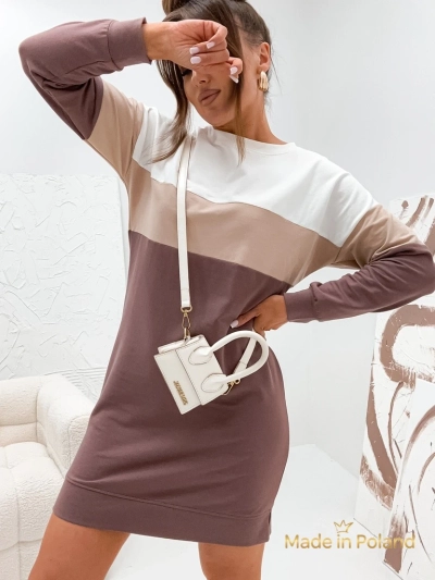 Трикотажное хлопковое мини-платье в полоску