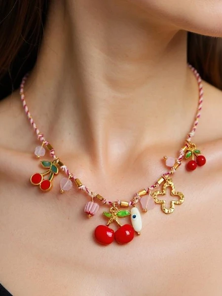 Atena Charm Cherry kaelakee – kuldsed kirsiamuletid