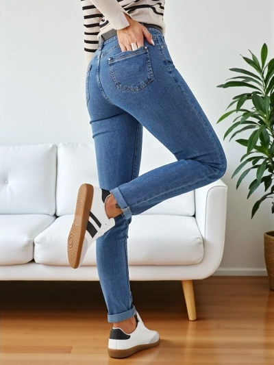 Royalfashion Women's cotton tapered jeans