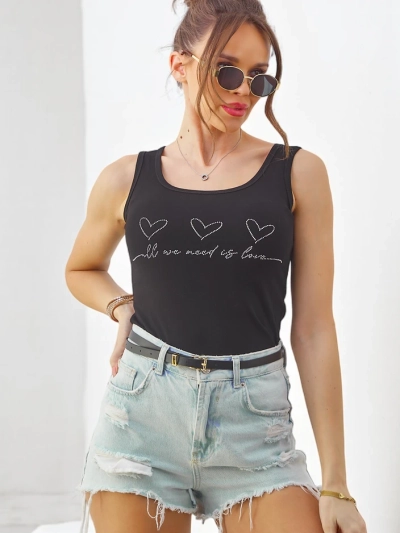 Royalfashion Women's cotton camisole top with hearts