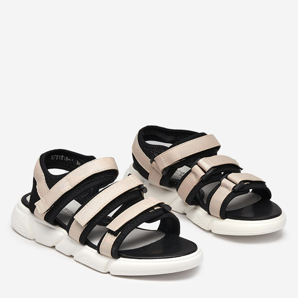 Girls' sandals fastened with Velcro in beige Mumin-Shoes