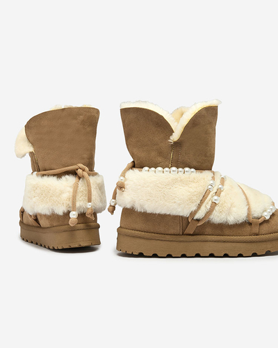 Royalfashion Women's snow boots with pearls Cuvilav