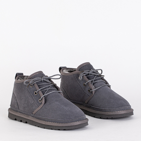 Gray children's short lace-up snow boots Tibilis- Footwear