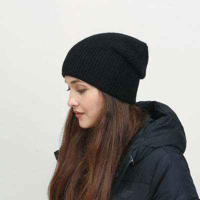 Black knitted women's beanie - Accessories