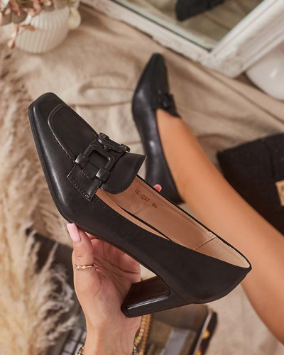 Musta värvi naiste mokassinis stiilis pumbad Mokwell-Footwear