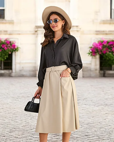 Royalfashion Kvinnor's midi kjol PLUS-STORLEK