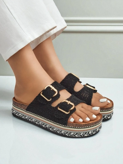 Royalfashion Women's platform sandals with buckles CorkStyle