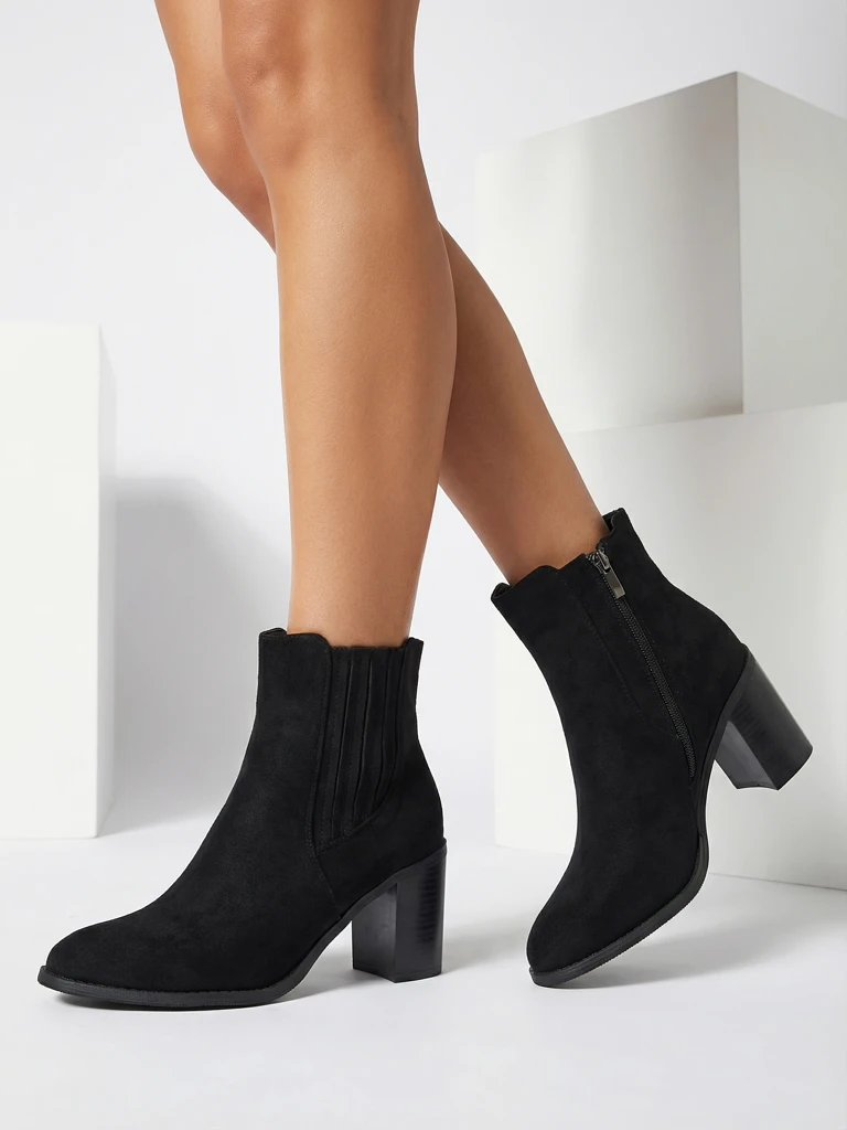 Women's Anell Eco-Suede Ankle Boots with Block Heel