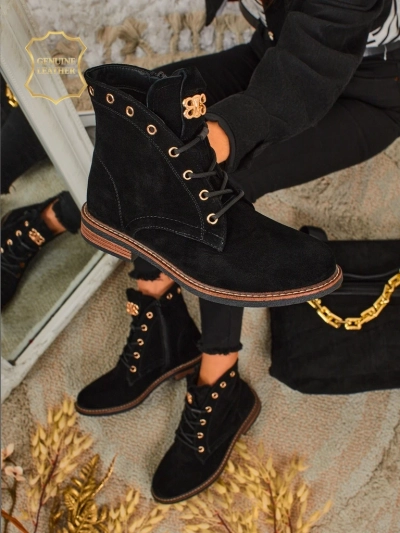 Aurelia Romano Women's Suede Ankle Boots - Brown, with Fur