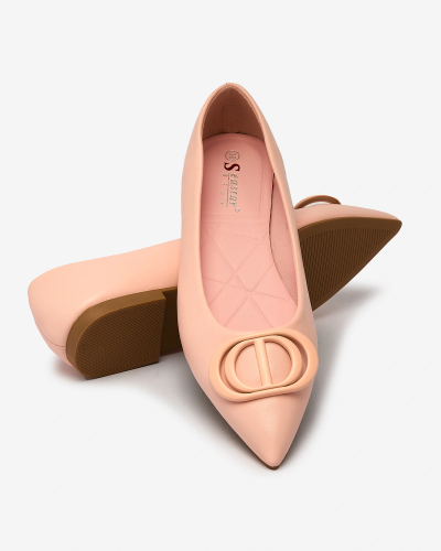 Royalfashion Bright pink women's ballerinas pointed toe with Manixy nose embellishment