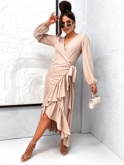 Royalfashion Women's midi dress with ruffles