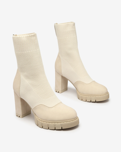 Royalfashion Cream Naiste kõrgema kontsaga Flexi Booties