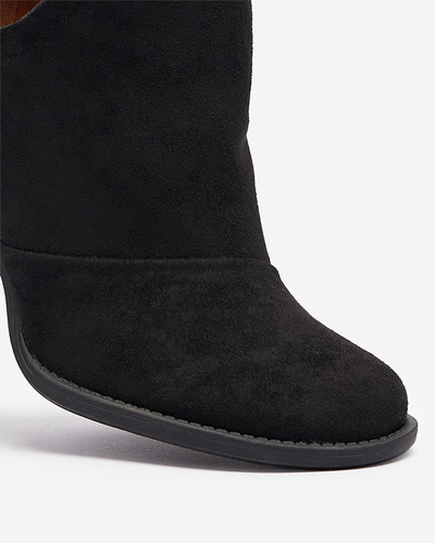 Women's boots on the post with cut-outs in black. Encura- Footwear