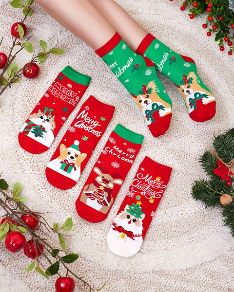 Colorful women's socks with a Christmas pattern - Underwear