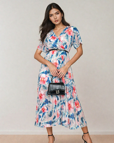 Royalfashion Naiste plisseeritud lilleline midi-kleit