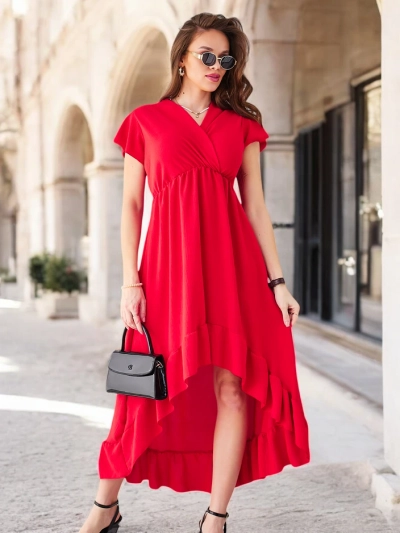 Royalfashion Naiste midi kleit ebaühtlase hemiga