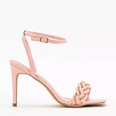 OUTLET Pink women's sandals on a high heel Tenedi - Footwear
