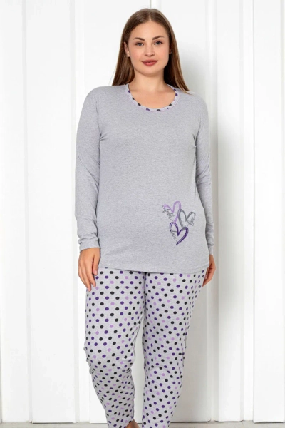 Royalfashion Женский комплект пижам из 2-х предметов из хлопка с гороховым узором РАЗМЕР ПЛЮС