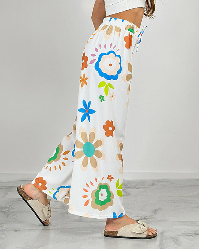 Royalfashion Naiste laiad lillemustrilised riidest püksid