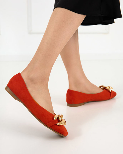 OUTLET Оранжевые женские балетки с декором Caviene - Обувь