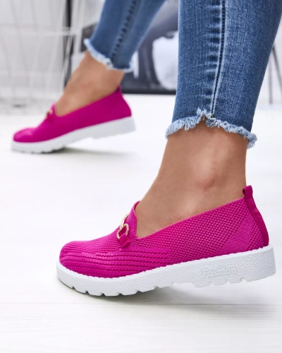 Fuksiat värvi naiste kuldse kaunistusega slip on tossud Enelida - Jalatsid