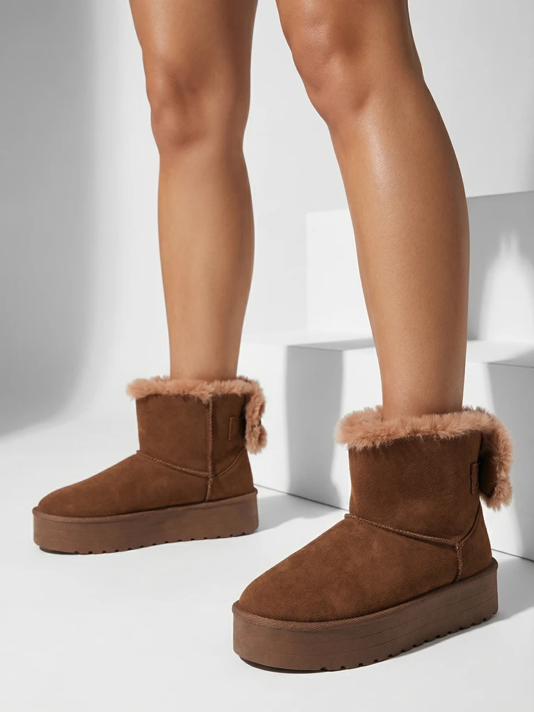 Royalfashion Женские сапоги a'la snow boots в коричневом цвете Goroggo