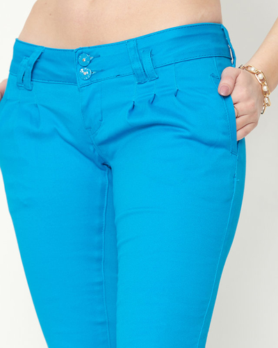 Naiste sinisest kangast madala vöökohaga püksid - Riietus