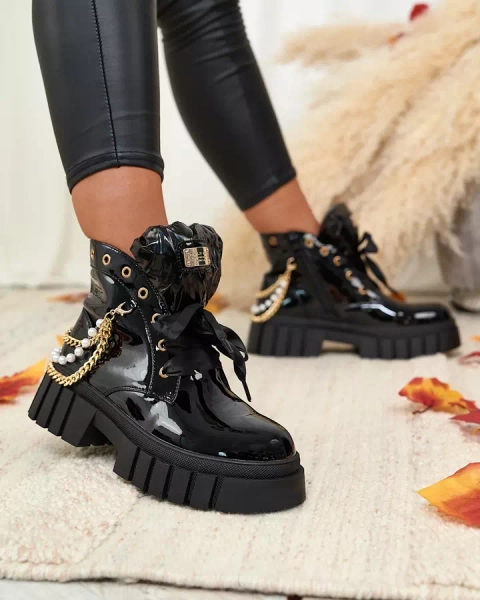 Royalfashion Naiste lakitud isoleeritud mustad saapad Dahaff